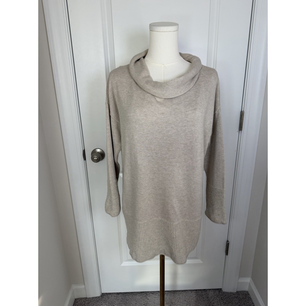 Women's J Jill Cowl Neck Cotton Wool Blend Tunic Sweater Medium Coastal Preppy